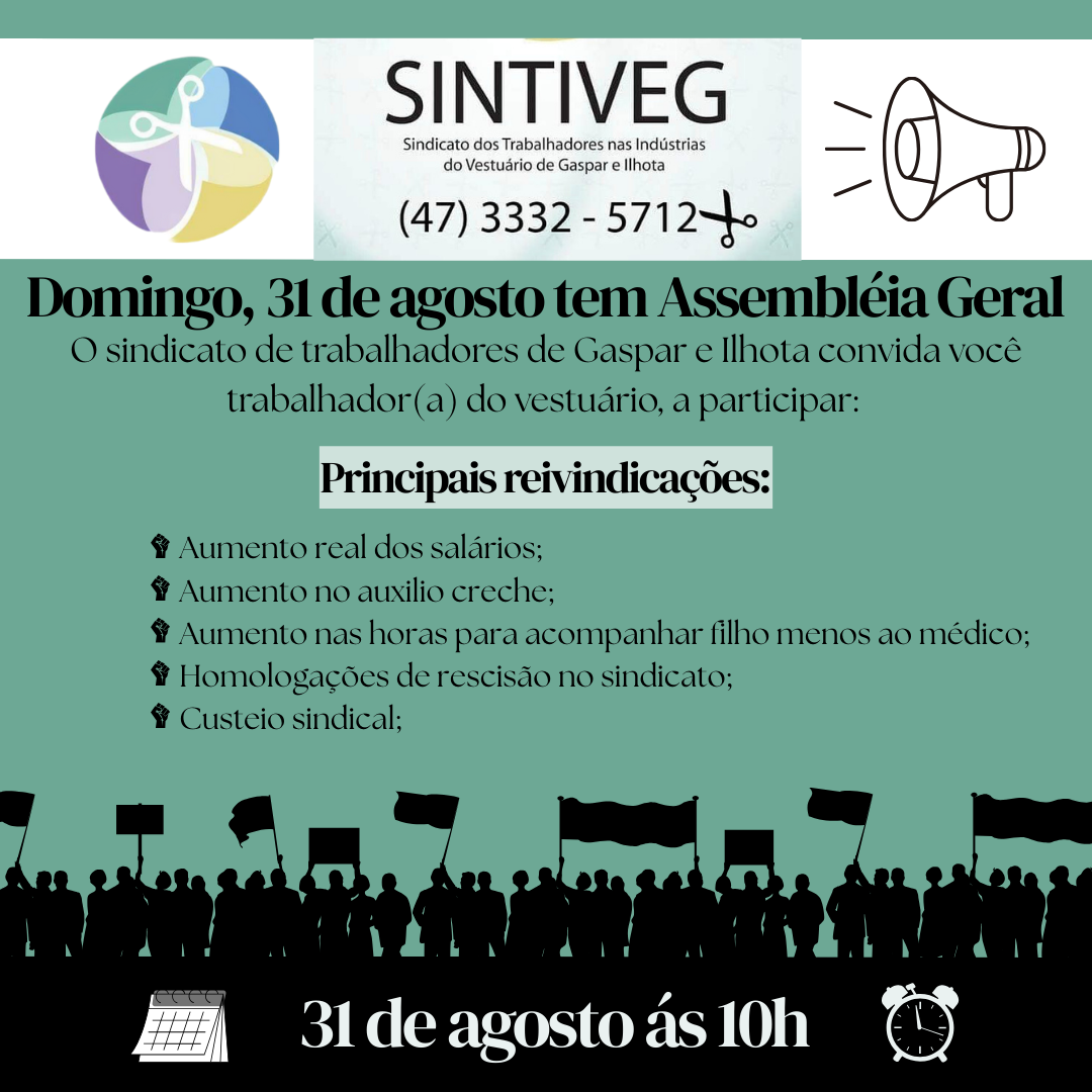 Convocação Assembléia Gaspar 31/08/2025